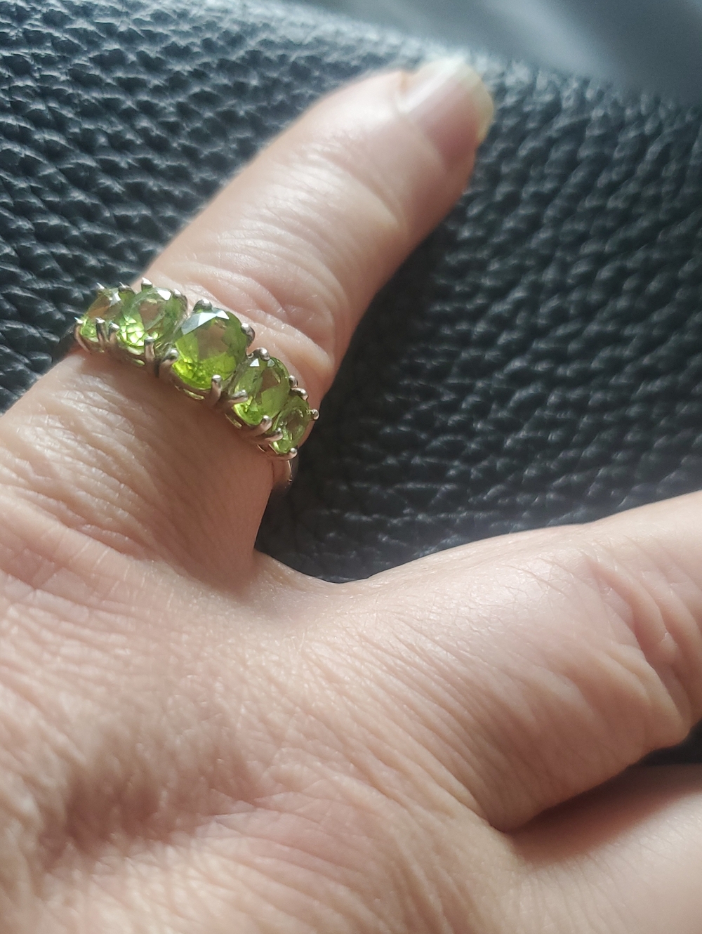 Sterling Silver Peridot Five-Stone Band - Green